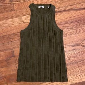 Buck Mason army green coastal linen rib tank small